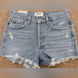 AGOLDE Parker Cutoff Shorts Women's Distressed Light Blue Denim Shorts